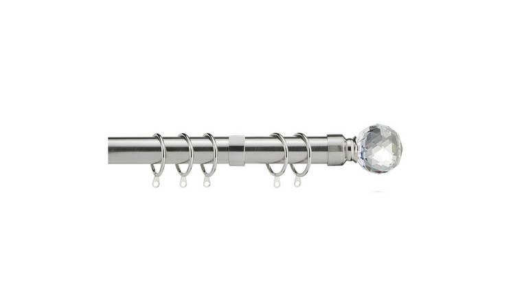 Home Treats Satin Crystal Extendable Curtain Pole - 40-218cm