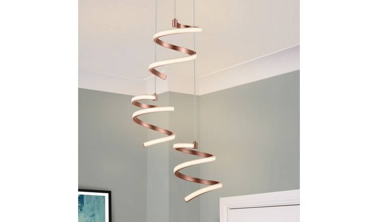 Cosylyte Nyah 3 Integrated LED Modern Spiral Cluster Pendant Light - Copper
