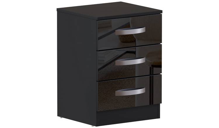 Vida Designs Hulio 3 Drawer Bedside Cabinet - Black