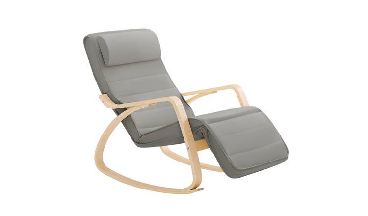 SoBuy Adjustable Footrest Rocking Chair - Dark Grey