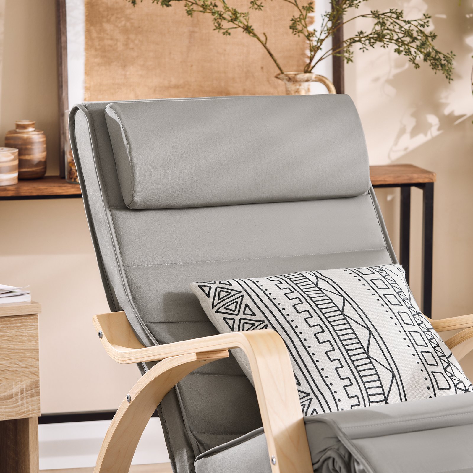 SoBuy Adjustable Footrest Rocking Chair - Dark Grey - Image 3
