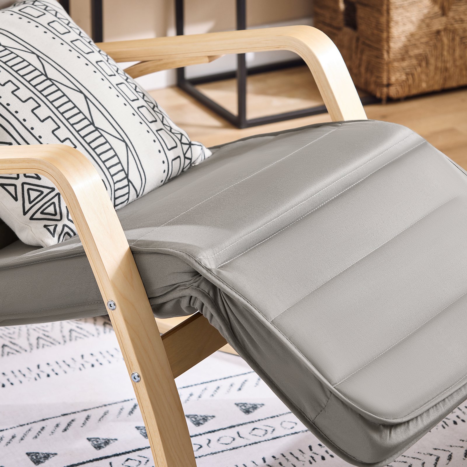SoBuy Adjustable Footrest Rocking Chair - Dark Grey - Image 4