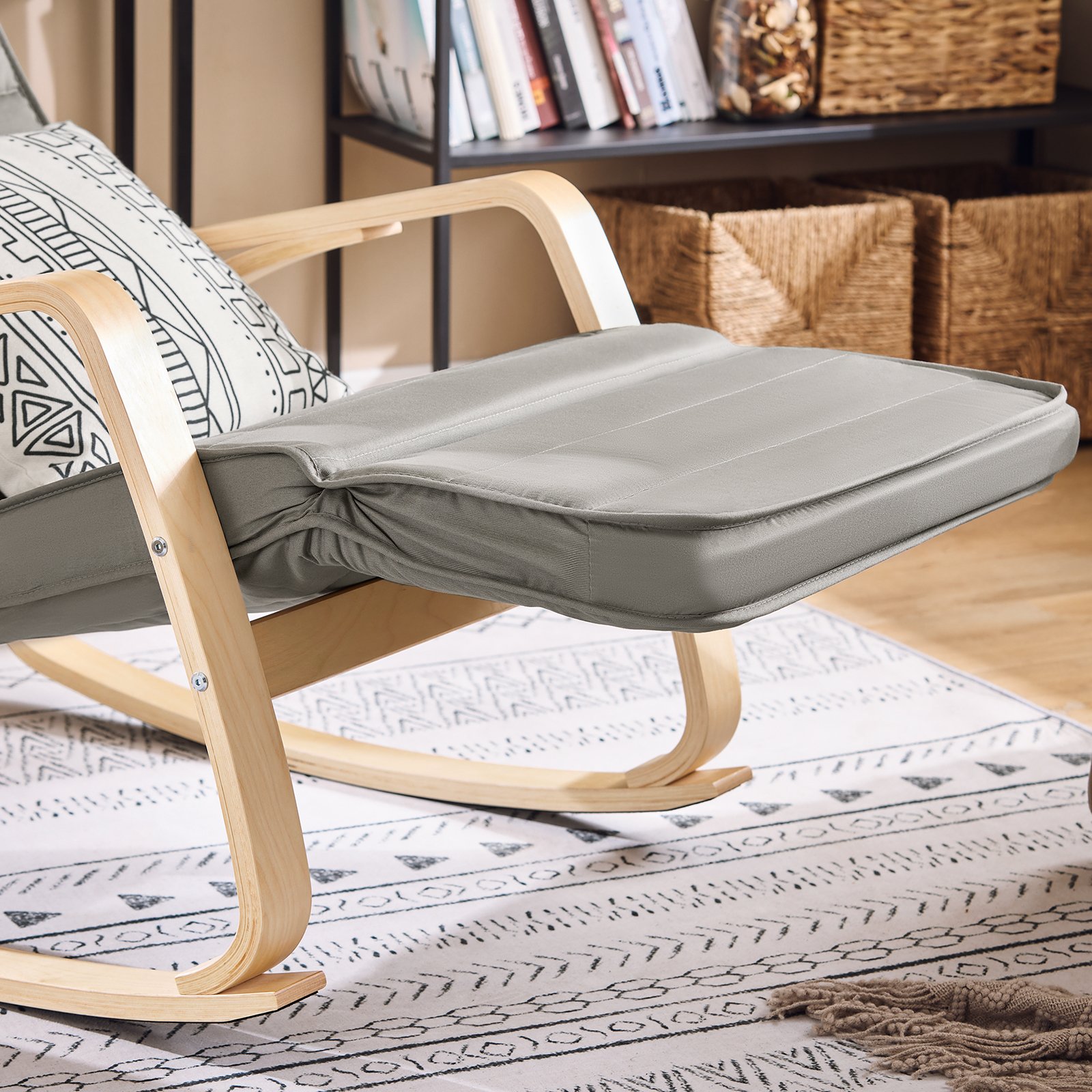 SoBuy Adjustable Footrest Rocking Chair - Dark Grey - Image 5