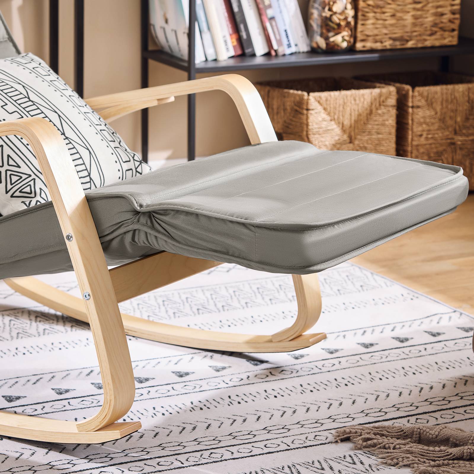SoBuy Adjustable Footrest Rocking Chair - Dark Grey - Image 5