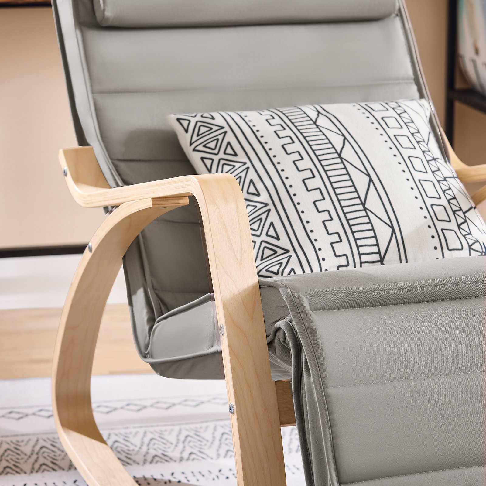 SoBuy Adjustable Footrest Rocking Chair - Dark Grey - Image 7