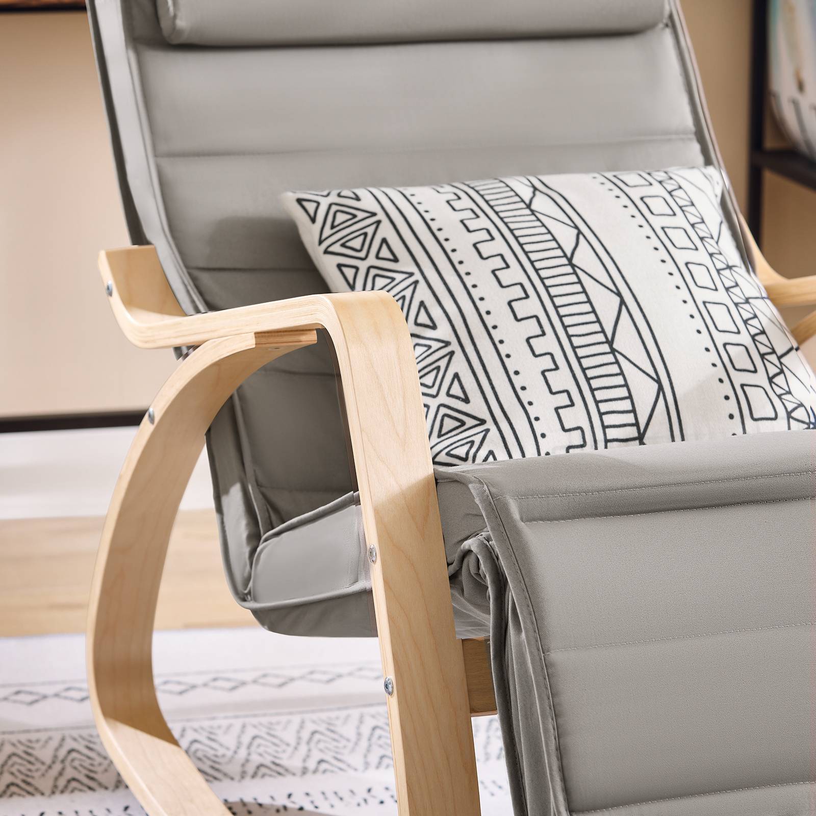 SoBuy Adjustable Footrest Rocking Chair - Dark Grey - Image 7