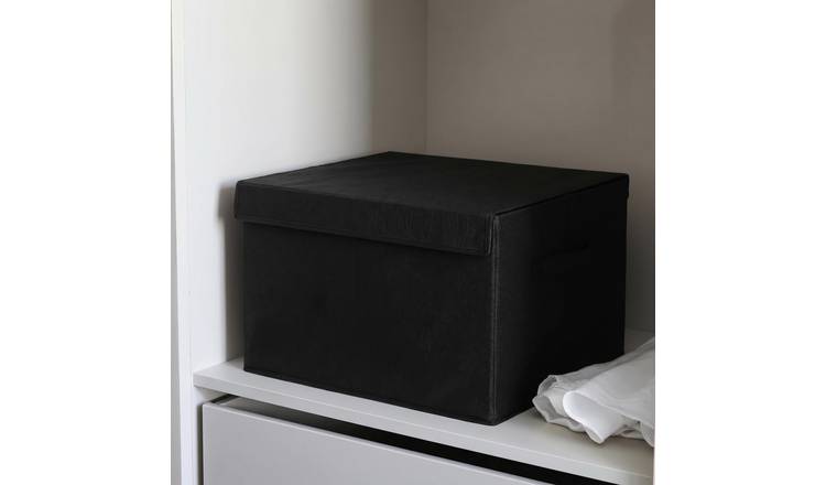 OHS Large Collapsible Storage Box With Lid - Black