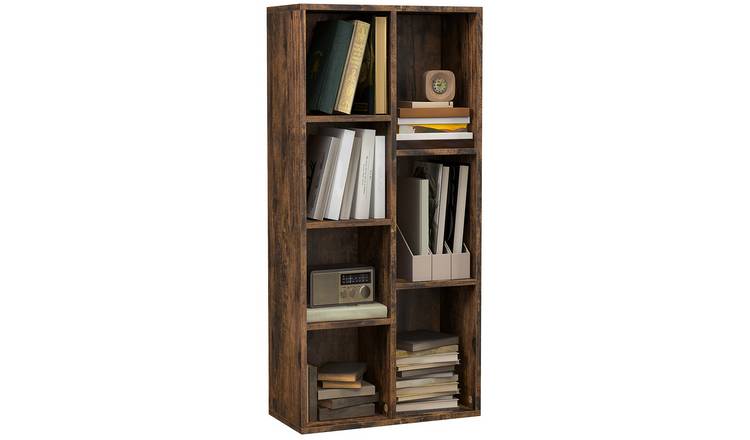 HOMCOM 3 Tier Modern 7 Cubes Freestanding Storage Bookcase - Rustic Brown