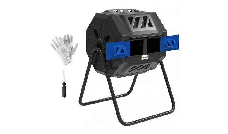 Outsunny 160L 360° Rotating Tumbling Composter Bin - Blue