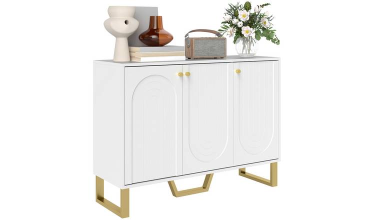 HOMCOM Modern Adjustable Storage Sideboard with 3 Doors - White
