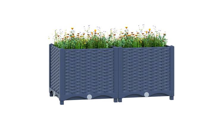 Walplus Polypropylene Raised Garden Bed - Blue Grey - 80 x 40 x 38 cm