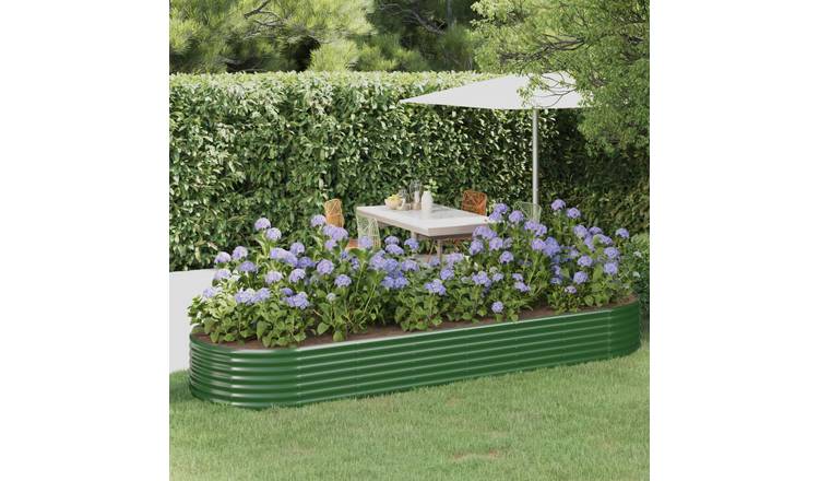 Walplus Galvanised Steel Raised Garden Bed - Green - 322 x 100 x 36 cm