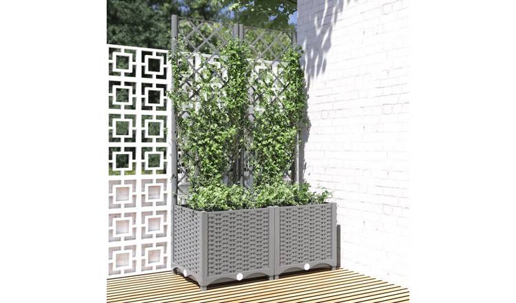 Walplus Polypropylene Garden Planter - Light Grey - 80 x 40 x 136 cm