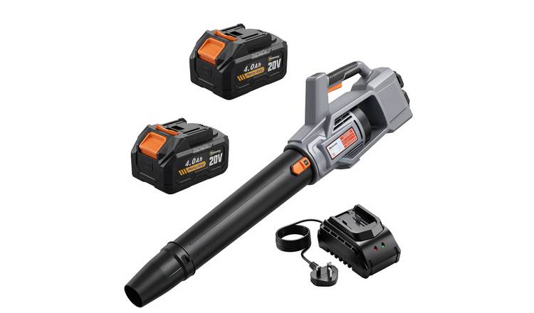 Outsunny Leaf Blower Cordless with 2 x 4000mAh Batteries - Light Grey