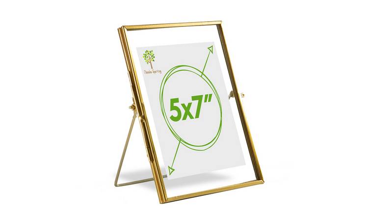Nicola Spring Standing Metal Photo Frame - 5" x 7" - Gold
