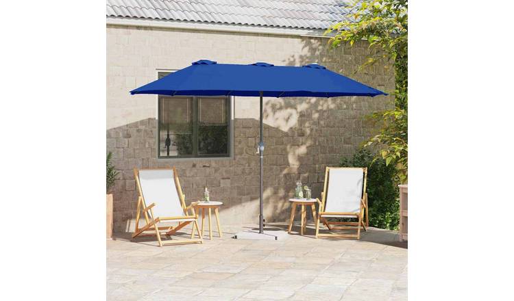 Walplus Polyester Garden Parasol - Azurblau - 370 x 197 x 239 cm