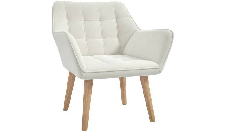 HOMCOM Velvet Accent Chair with Flared Armrests and Armrest - Cream