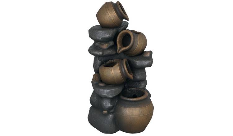 Outsunny 4 Tier LED Outdoor Water Fountain - Grey