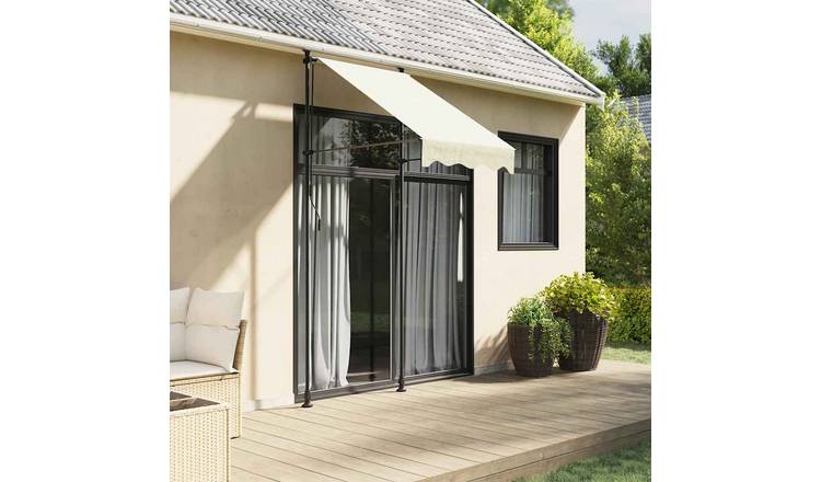 Walplus Polyester Retractable Awning - Cream - 100 x 150 cm