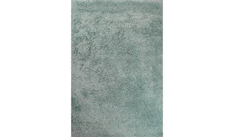 Mega Flooring Blue Shaggy Plain Rug - 60 x 110cm
