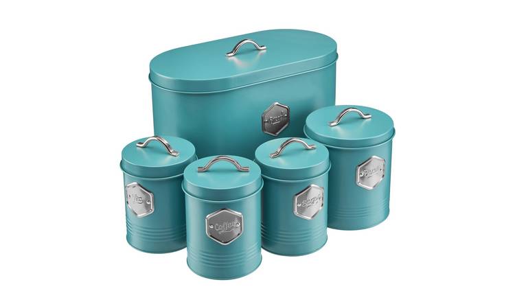 Cooks Professional 5 Piece Kitchen Cannister Storage Set - Teal/Silver