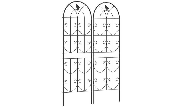 Outsunny Set of 2 Metal Garden Trellis - Black