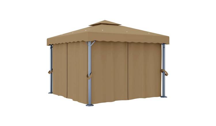 Walplus 3 x 3 m Aluminium Gazebo with Curtain - Taupe
