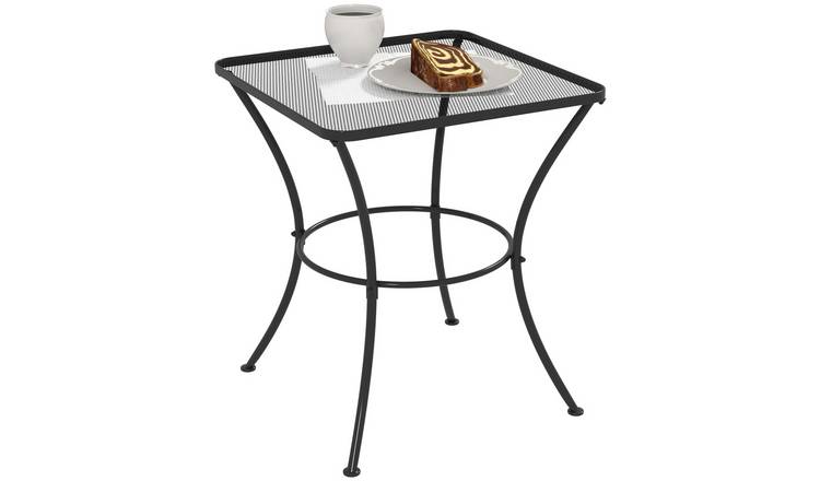 Outsunny Metal Garden Side Table with Mesh Top - Black