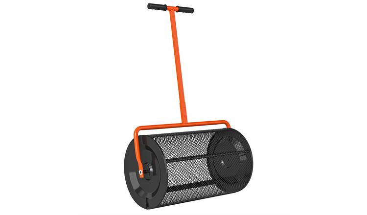 Outsunny Compost Spreader with Height Adjustable T Shaped Handle - Orange