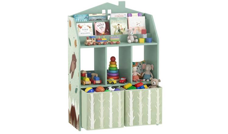 Aiyaplay Kids Storage Bookcase with Fabric Drawer - Green