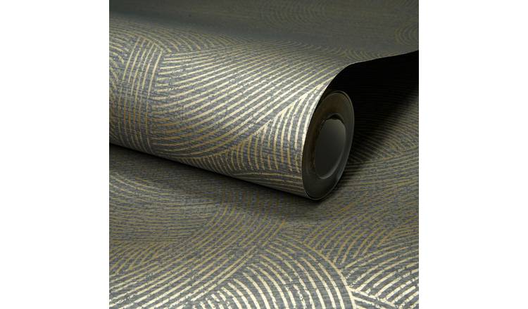 Grandeco Boutique Organic Maze Swirl PVC-free Eco Wallpaper - Black Gold