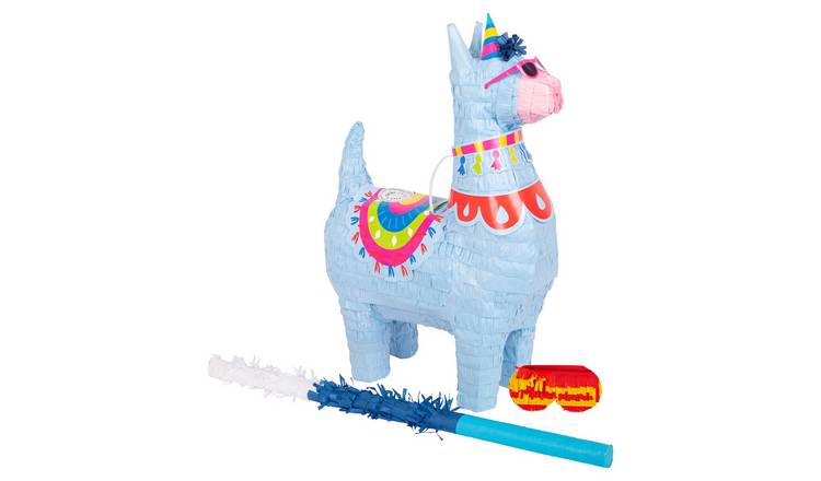 Fax Potato 3pc Llama Pinata Set with Stick & Blindfold - Blue Stick