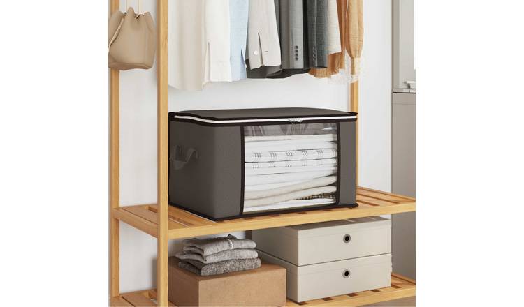 Walplus Pack of 2 Fabric Storage Box with Side Window - Grey - 60 x 43 x 35 cm