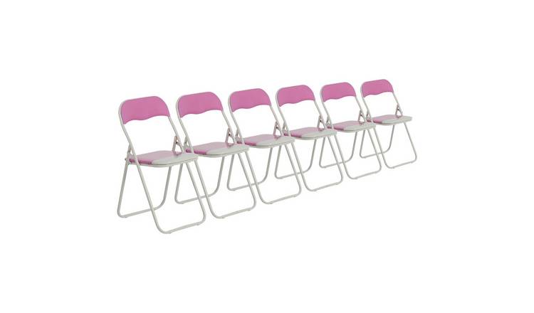 Harbour Housewares Coloured Padded Folding Chairs - Pink - Pack of 6