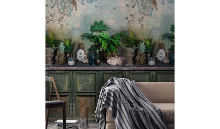 Grandeco Rustic Lane Shelf 3 Lane Repeatable Wallpaper Mural   - Green