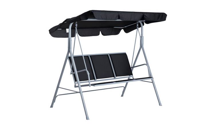 Outsunny 3 Seater Adjustable Garden Egg Swing Chair - Black