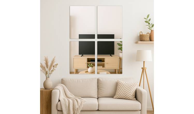 Harbour Housewares Self Adhesive Glass Wall Mirrors - 30 x 40cm - Pack of 4