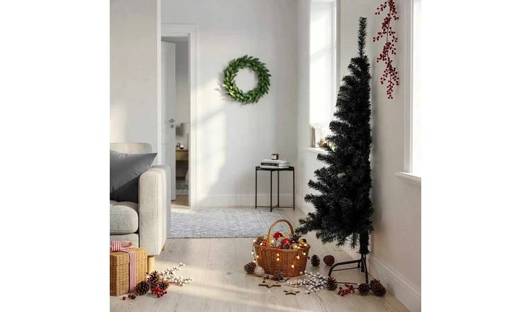Walplus 340 Branch Tips Half Artificial Christmas Tree - Black - 150 cm