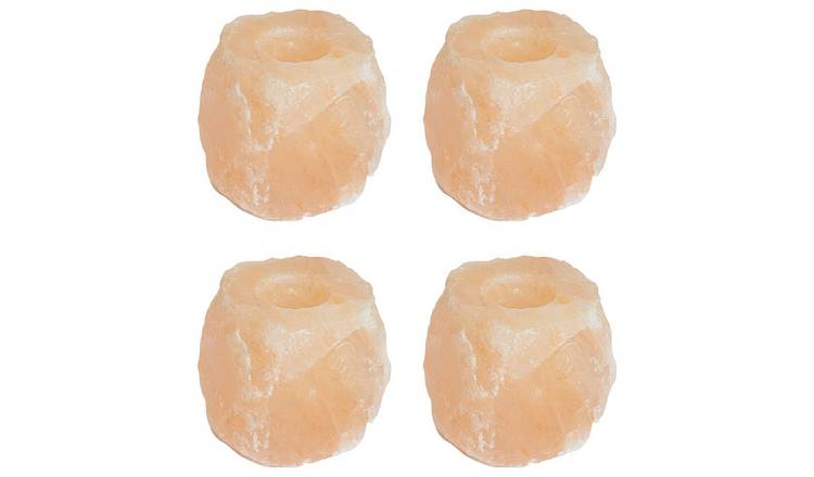 Walplus Pink Rock Salt Tealight Holders - Pack of 4