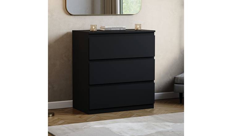 Vida Designs Denver 3 Drawer Chest - Black