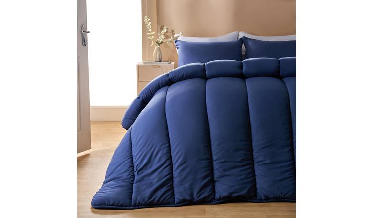 OHS 10.5 Tog Coverless Duvet Set Quilted Cover Bedding Navy - King