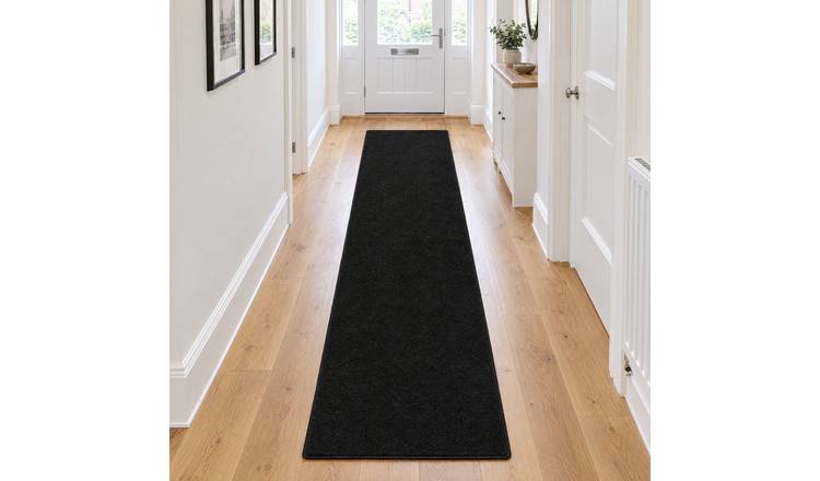 Hanse Home Black Modern Plain Uni Colours Runner Rug - 80 x 200cm