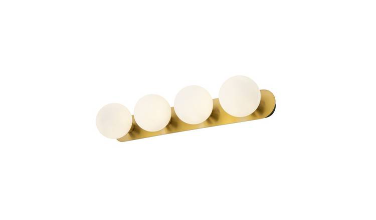 Cosylyte Bowen Bathroom 4 Light Classic Opal Glass Ceiling Flush Light - Brass