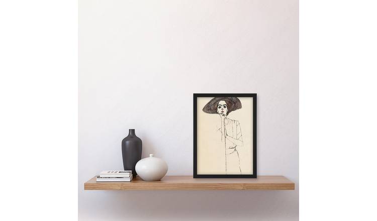 Egon Schiele Portrait Of A Woman With A Hat Framed Art Print - A4