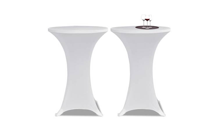 Walplus Pack of 2 Standing Table Cover Stretch - White - dia 60cm
