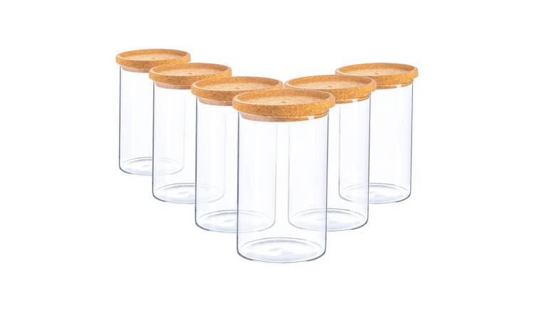 Argon Tableware Scandi Storage Jar with Cork Lids - Pack of 6