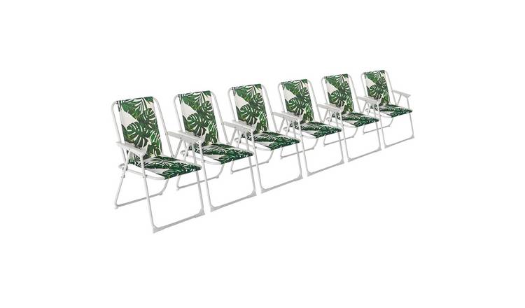 Harbour Housewares Folding Metal Beach Chairs - Banana Leaf - Pack of 6