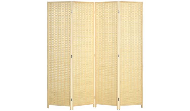 HOMCOM Foldable Freestanding Room Divider - Natural Wood