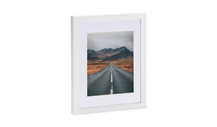 Nicola Spring Photo Frame - 8" x 10" with Mount - White/White