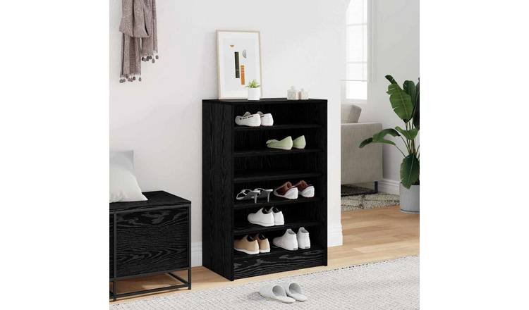 Walplus 6-Shelf Engineered Wood Shoe Cabinet - Black Oak - 60 x 35 x 92 cm